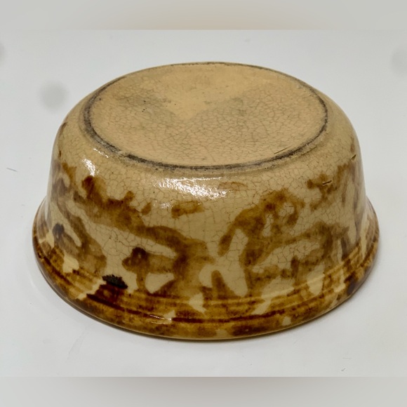 19th Century Antique American Rockingham Melt Glaze Spatter Spongeware Bowl - Picture 11 of 14
